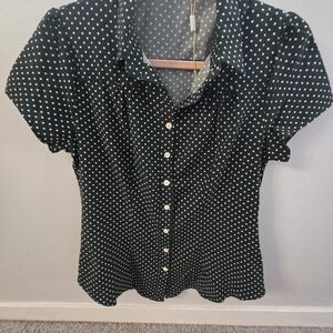 Polka Dot Button-Up Blouse